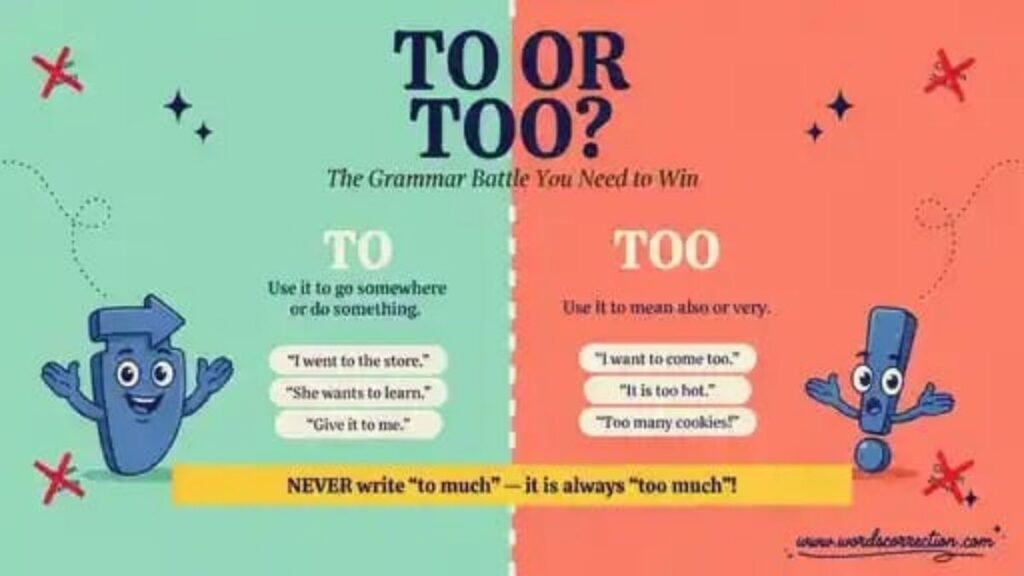 To or Too Clear Difference, Meaning and Usage