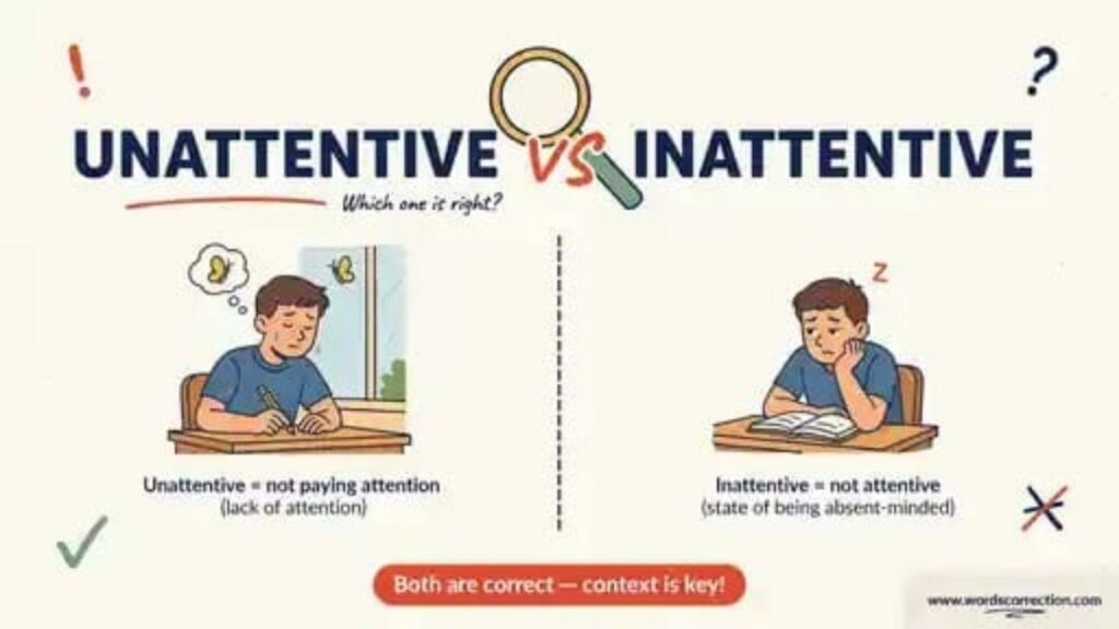 Unattentive or Inattentive Meaning and Usage
