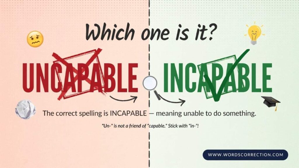 Uncapable or Incapable Which Spelling Is Correct?