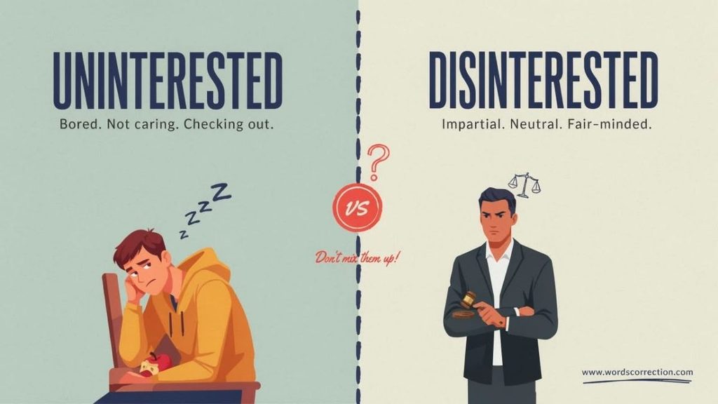 Uninterested vs Disinterested Examples in Sentences